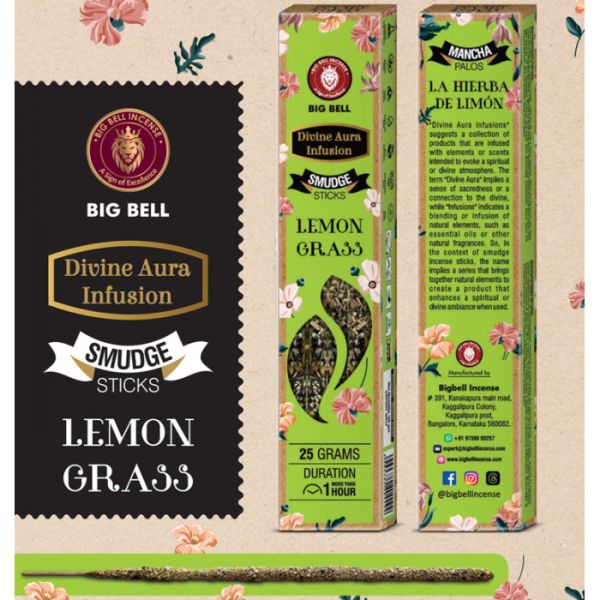 Аромапалички натуральні масальні BIG BELL Smudge Lemon Grass 25 грамм Лимонграс