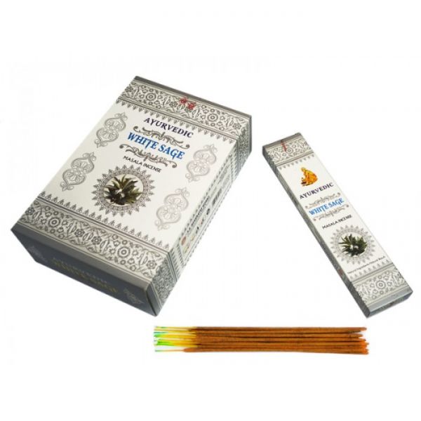 Аромапалички пилкові натуральні Біла шавлія Ayurvedic White Sage (плоска пачка)