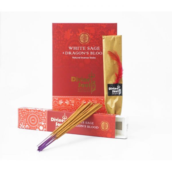 Аромапалички пилкові натуральні Біла Шавлія і Кров Дракона DIVINE SOUL WHITE SAGE DRAGON BLOOD