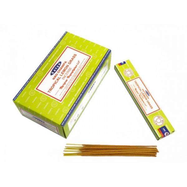 Ароматичні палички пилкові натуральні  Лимонна трава SATYA TROPICAL LEMON GRASS (ПЛОСКА ПАЧКА)
