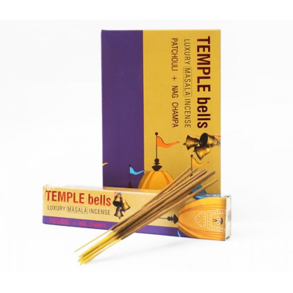 Аромапалички пилкові натуральні  Пачулі та Наг Чампа  Temple Bells PATCHOULI + NAG CHAMPA