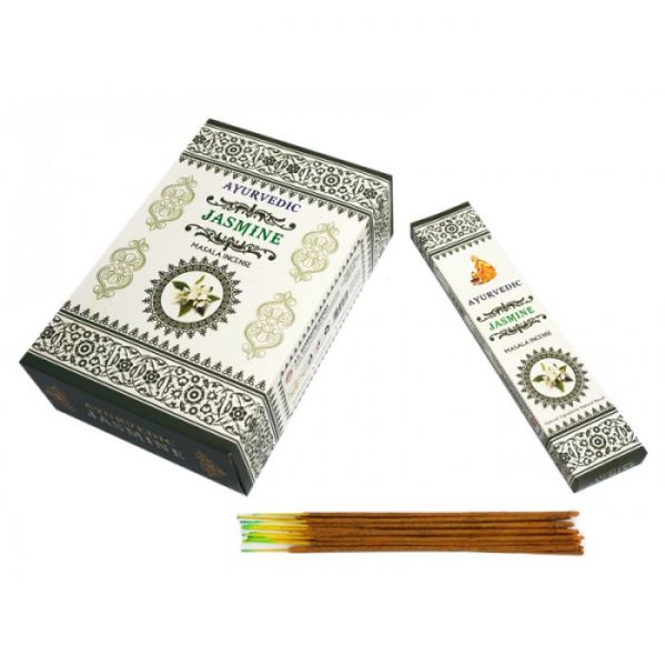 Ароматичні палички пилкові натуральні Жасмин Ayurvedic Jasmine (плоска пачка)