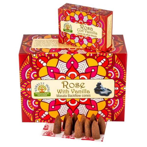 Ароматичні конуси для Backflow Троянда та Ваніль NAMASTE INDIA ROSE VANILLA