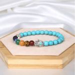 Браслет камень + хамса Бирюза полимерная 8мм ( 22 - 24 бусины)