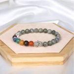 Браслет камень + хамса Лабрадорит 8мм (22 - 24 бусины)