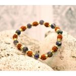 Браслет Рудракша + латунь + Аметист 20 намистин