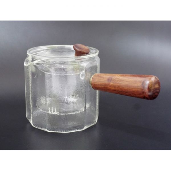 Чайник зі скляним ситом + дерев'яна ручка (500ml)