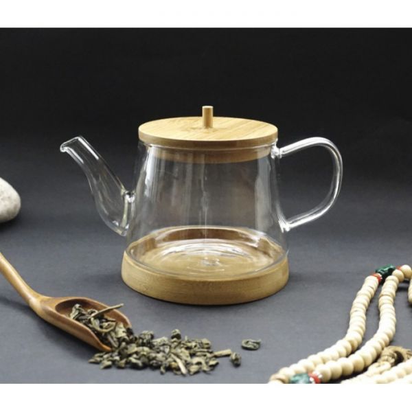 Чайник скло з дерев'яною підставкою 600мл