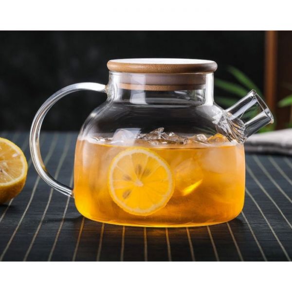 Чайник Термостійке скло з бамбуковою кришкою 1000мл