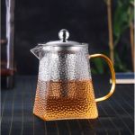 Чайник Термостійке скло з металевою кришкою та ситом 450мл  Рифлений