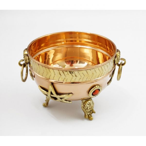 Чаша мідна ритуальна на ніжках "Пентакль"