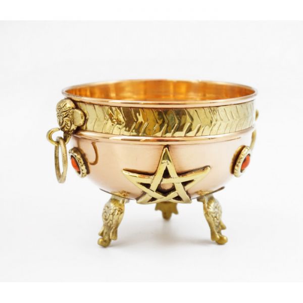 Чаша мідна ритуальна на ніжках "Пентакль"