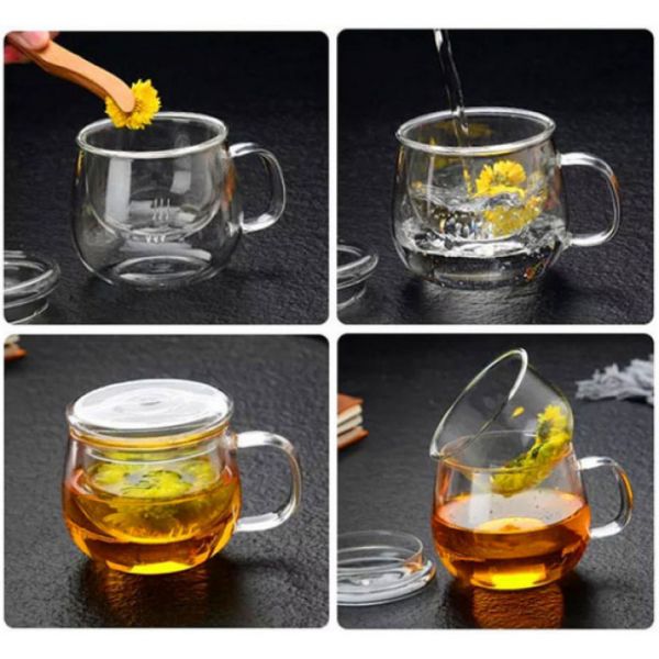 Чашка Термостійке скло з кришкою та ситом №2 500мл