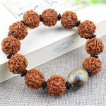 Чотки-браслет із рудракші 14 бусин ЧЕРЕПАХА З РОЗДІЛЬНИКАМИ