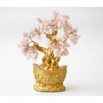 Дерево Счастья с камнями в чаше изобилия РОЗОВЫЙ КВАРЦ