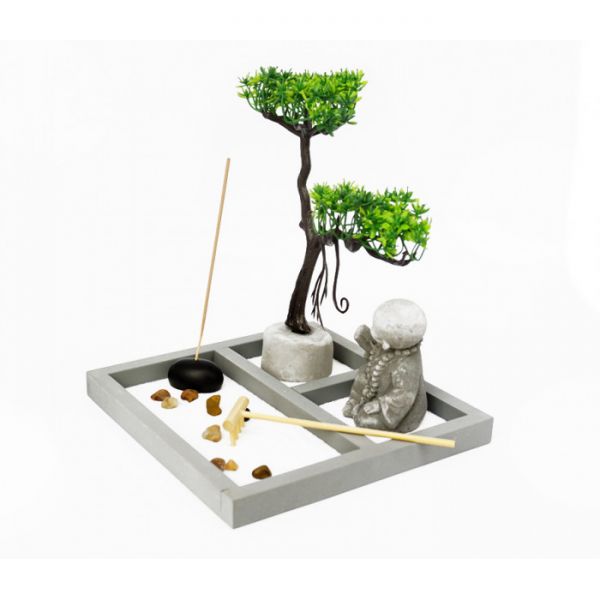 Дзен набір настільний кам'яний "САД КАМЕНІВ" ЧЕНЕЦЬ ПІД ДЕРЕВОМ