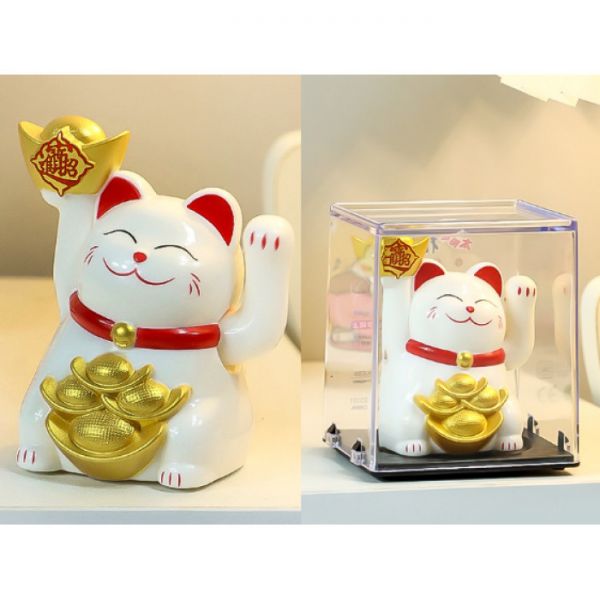 Манеки Неко на сонячній батарейці Білий 3