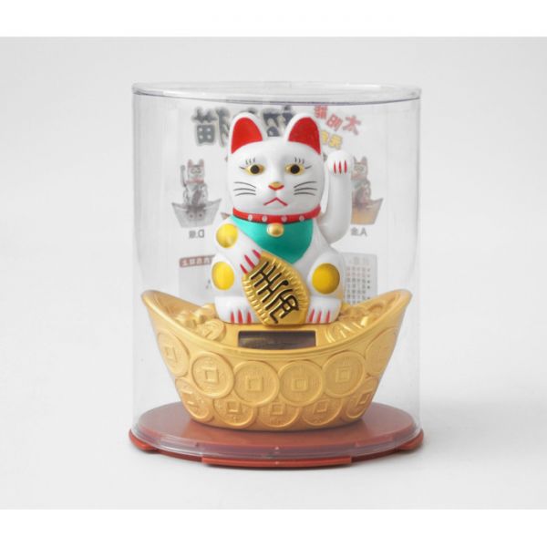 Манеки  Неко на сонячній батарейці білий