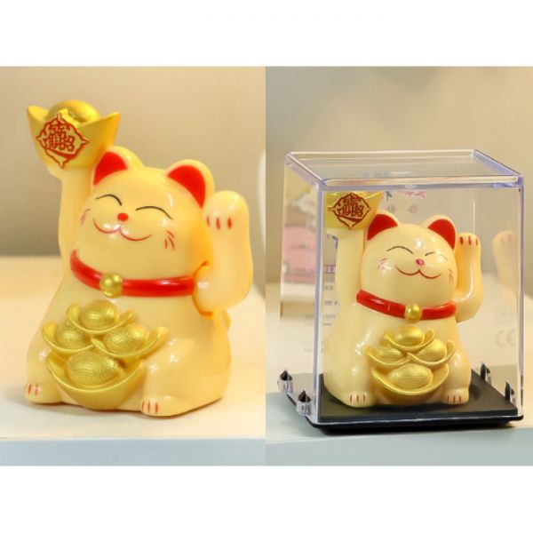 Манеки Неко на сонячній батарейці Жовтий 2