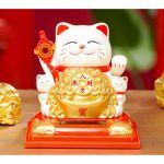 Манеки Неко с изобилием на солнечной батарейке Белый