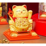 Манеки Неко с изобилием на солнечной батарейке Желтый