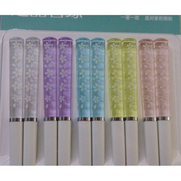 Палички для їжі 5 пар 24см. Білі квіти вишні