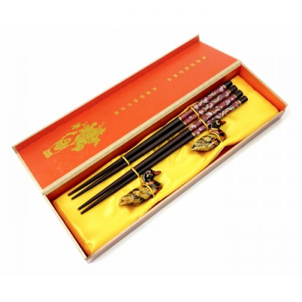 Палички для їжі, для суші 2 пари + 2 підставки в подарунковій коробці №1