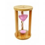 Песочные часы "Круг" стекло + бамбук Розовый песок