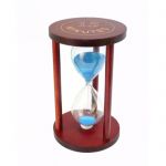 Песочные часы "Круг" стекло + тёмное дерево 15 минут Голубой песок