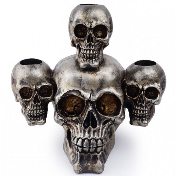 Свічник на 3 свічки "Черепа" полістоун