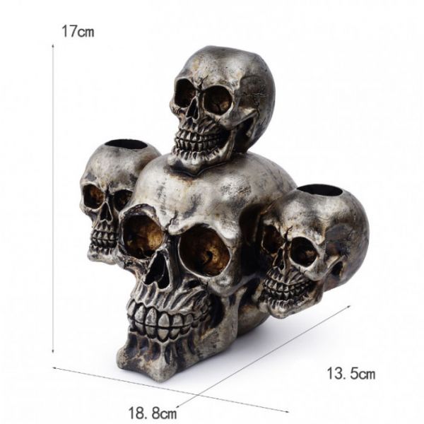 Свічник на 3 свічки "Черепа" полістоун