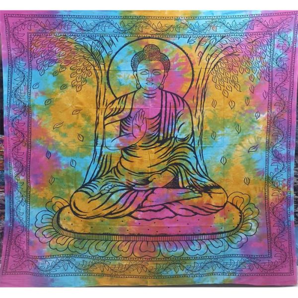 Покрывало двухспальное Будда цветное