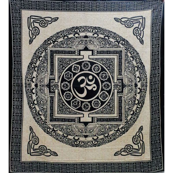 Покривало двоспальне Мандала чорно-біле