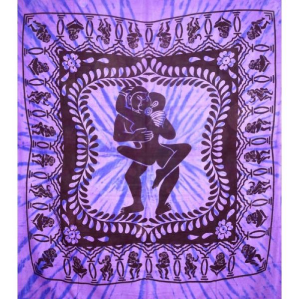 Покрывало  из тонкого хлопка  в этническом стиле  Кама Сутра сиреневое однотонное 