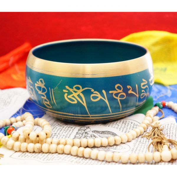 Співаюча  чаша синя лита 14 см Непал