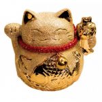 Счастливый кот - копилка Манеки Неко в золоте