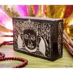 Шкатулка кам'яна фарбована з різьбленням чорна