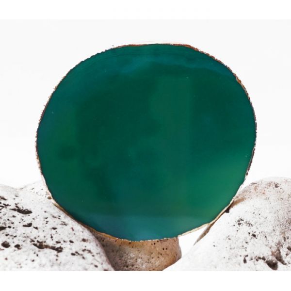 Срез агата с золотой каёмкой 8 - 10см. Зелёный