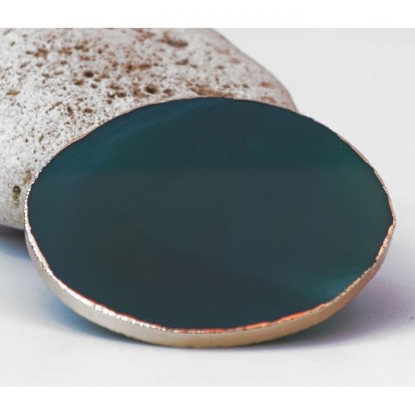 Срез агата с золотой каёмкой 8 - 10см. Зелёный