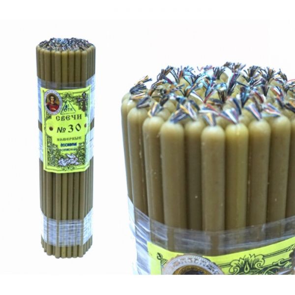 Свічки воскові церковні пучок 1 кг (69 шт) Натуральний колір №30