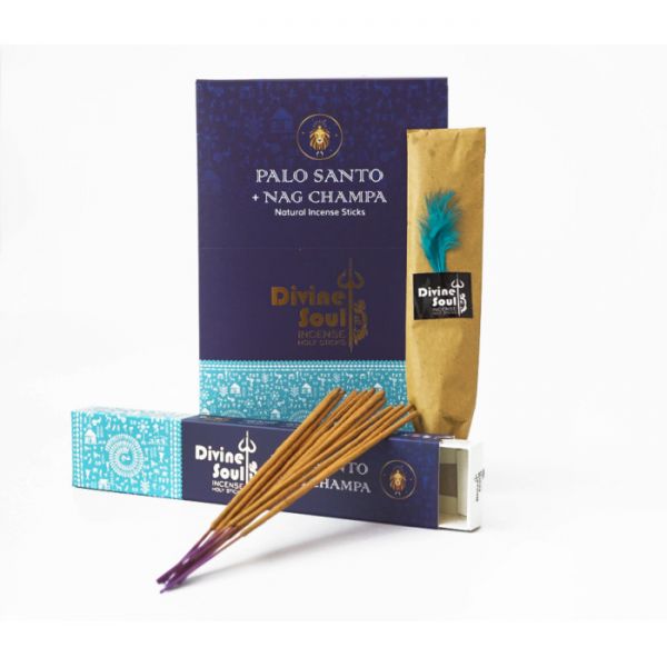 Аромапалочки пыльцевые натуральные  Пало Санто и Наг Чампа DIVINE SOUL PALO SANTO NAG CHAMPA 15 гр