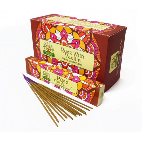 Аромапалочки пыльцевые натуральные Роза и Ваниль NAMASTE INDIA Rosa + VANILLA