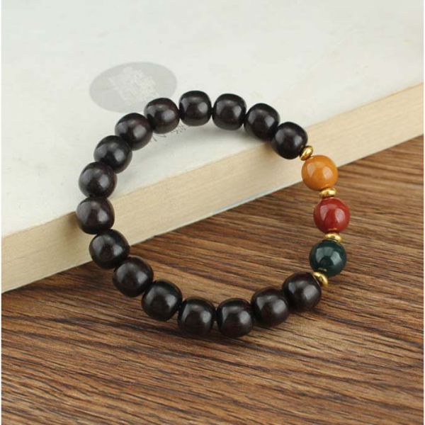 Браслет Дерев'яний з каменем ебенове дерево