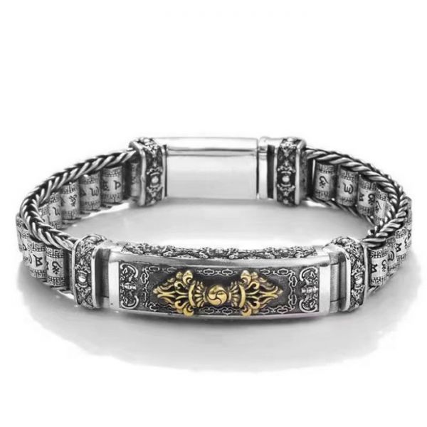 Браслет з білого металу  "ЗОЛОТА ВАДЖРА"