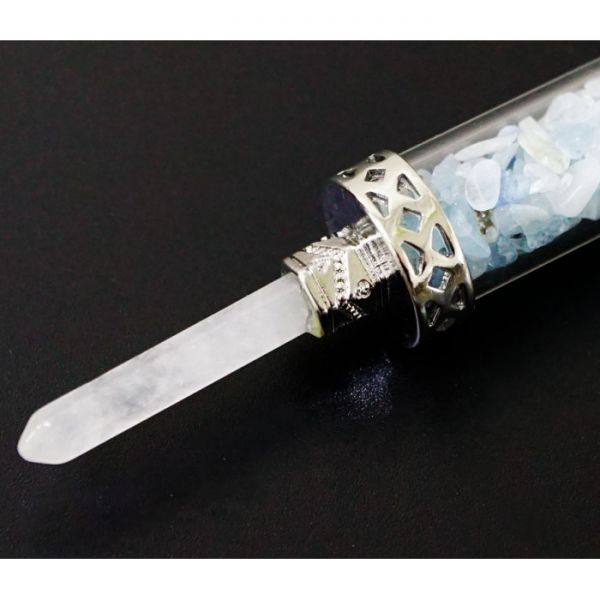 Чакральний жезл з кам'яною крихтою Аквамарин