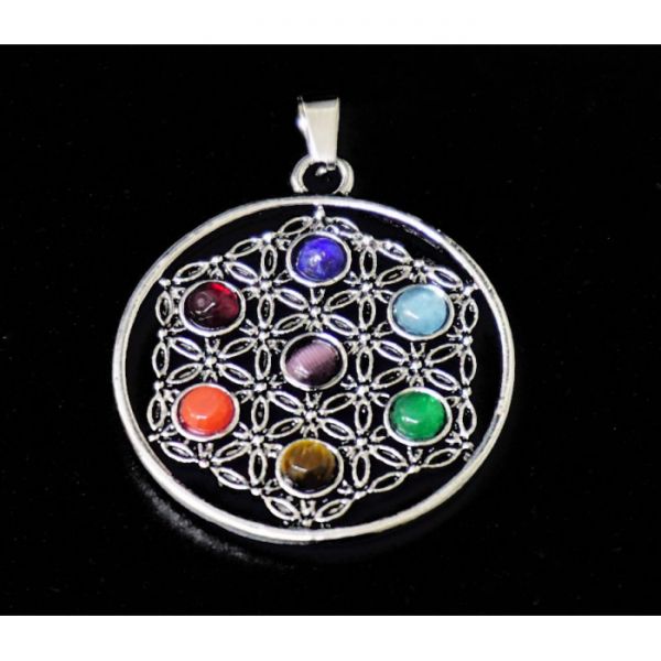 Кулон білий метал "7 чакр" Меркаба